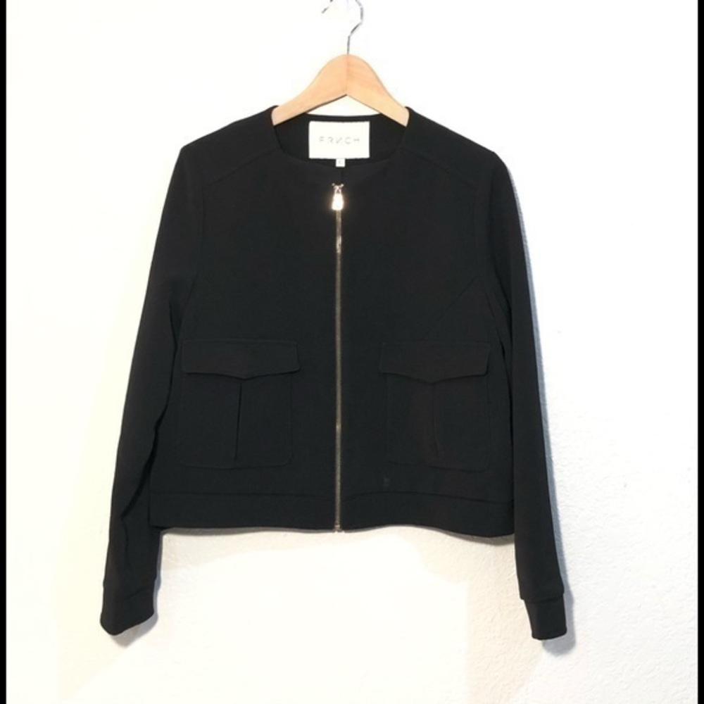 FRNCH Full Zipper Fully lined Black Blazer Black L